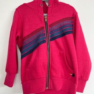 EUC Aviator Nation Kids 5 Stripe Zip Up Hoodie Pink 2T